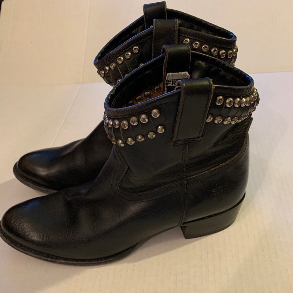 Frye Black Diana Stud Short Leather Boot 10